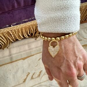 Valentines Day ❤️ heart ❤️ locket on a gold beaded bracelet